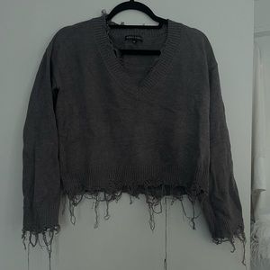 Distressed Cropped Sweater